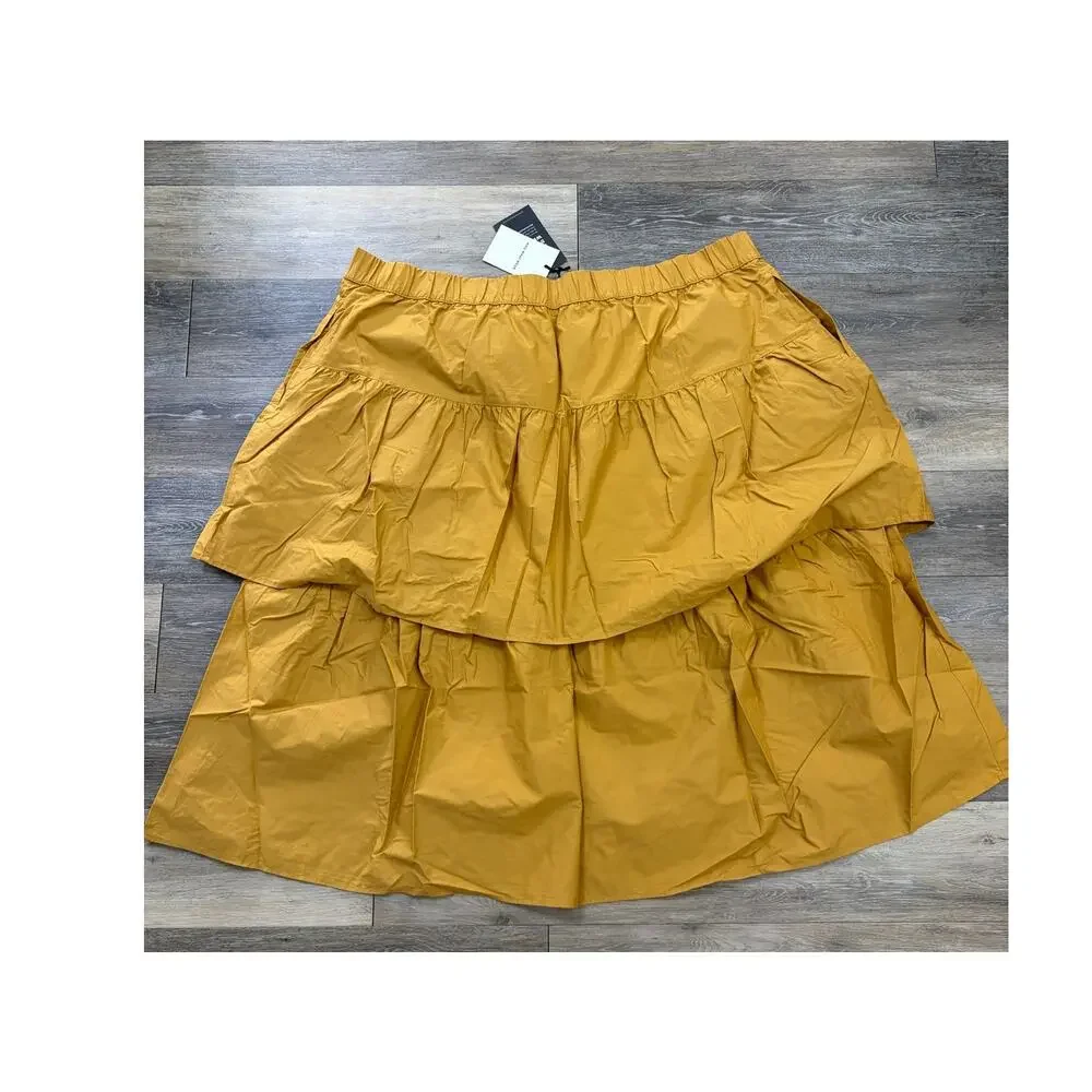Who What Wear Mustard Tiered Midi Skirt 3X Cottagecore Fall Statement
